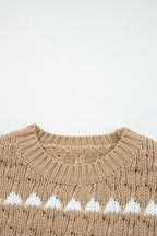 Colorblock Textured Knit Puff Sleeve Sweater