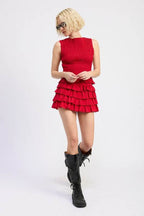 Tiered Ruffle Mini Skirt