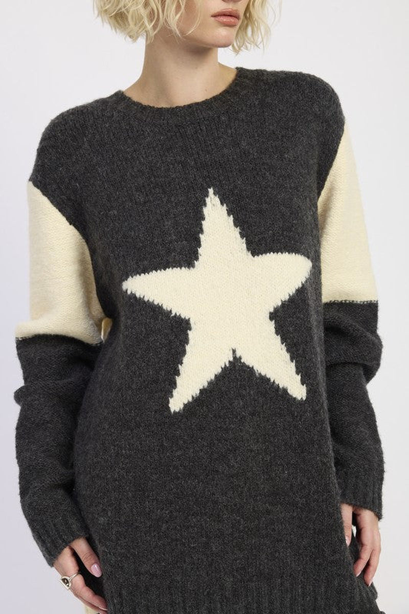 Star Print Oversized Sweater