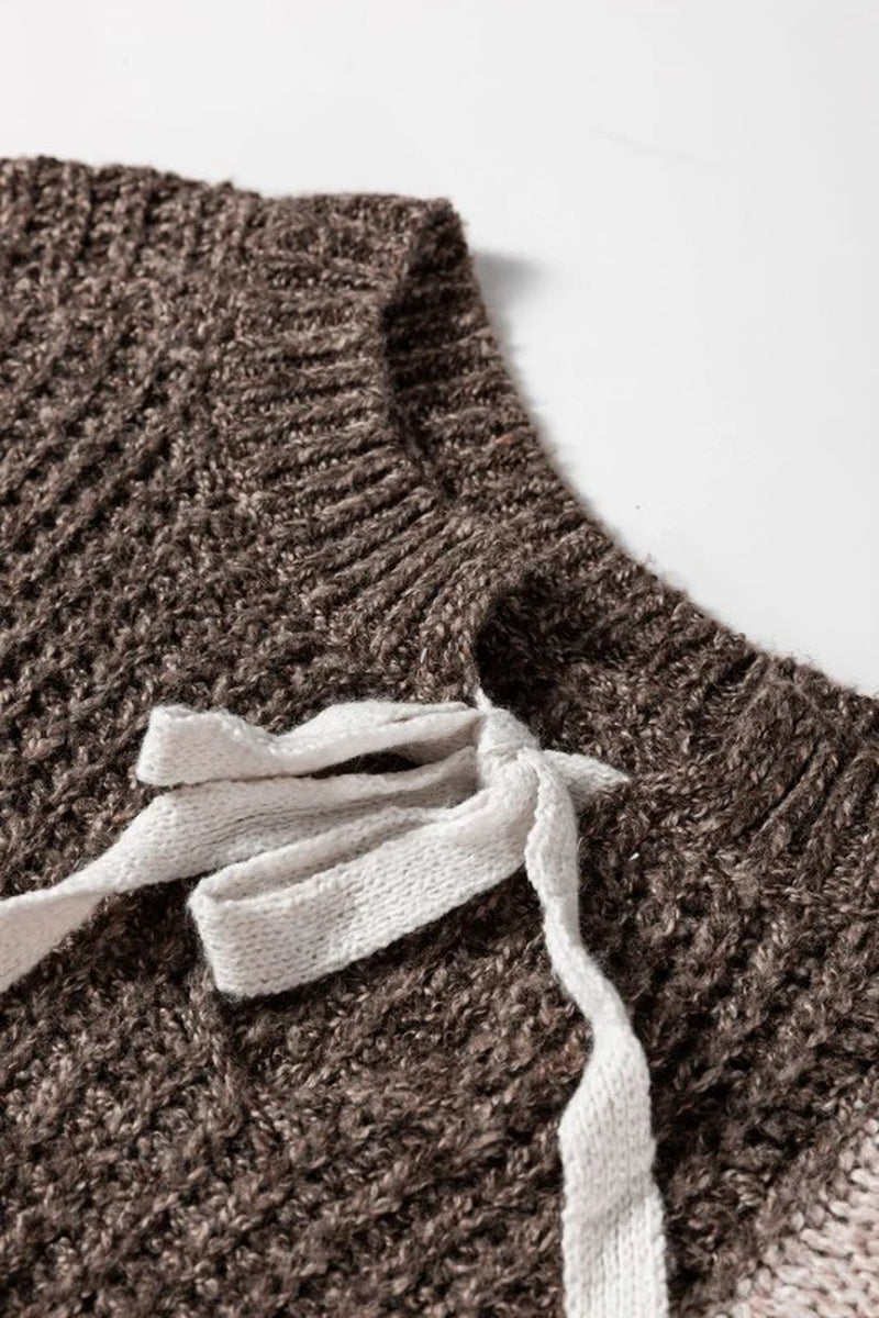 Colorblock Cable Knit Sweater