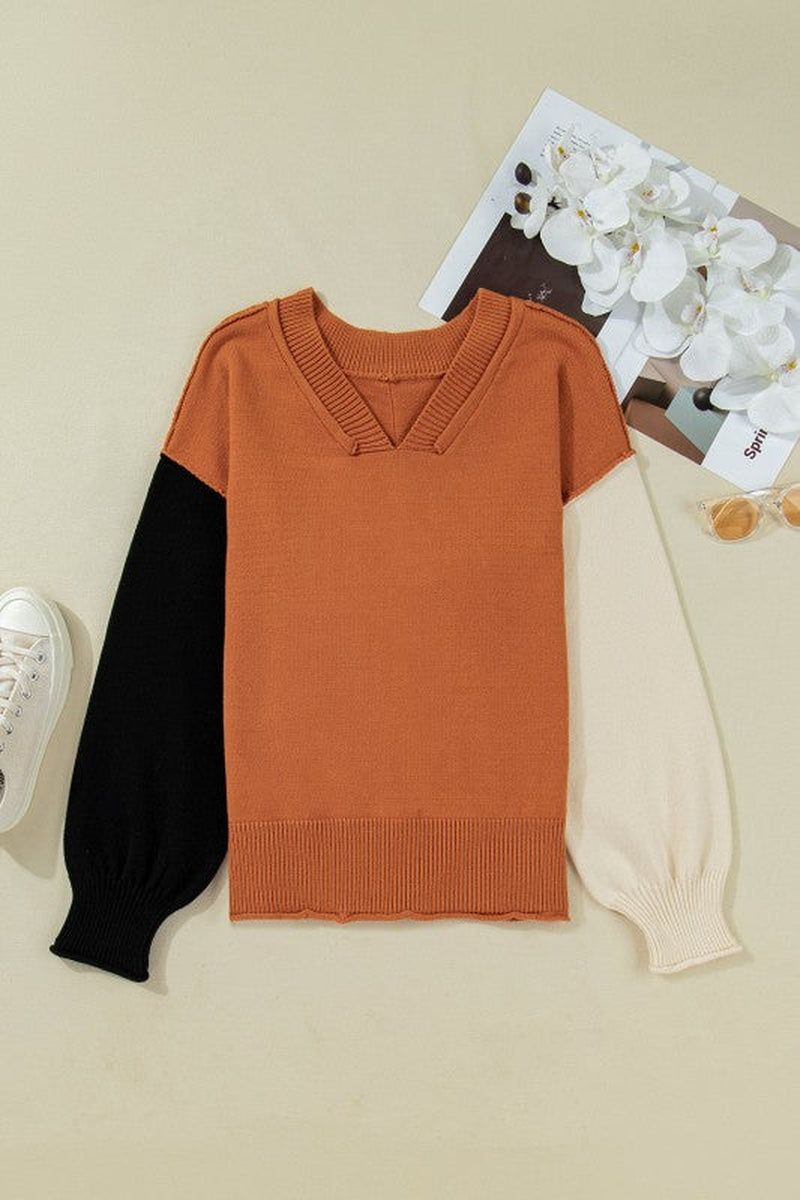 Raw-Edge Bubble Sleeve Sweater