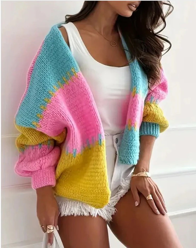 Colorblock Knit Cardigan