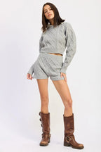 Cable-Knit Cropped Sweater