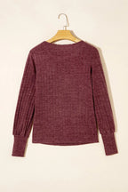 Ribbed Bishop Sleeve Top