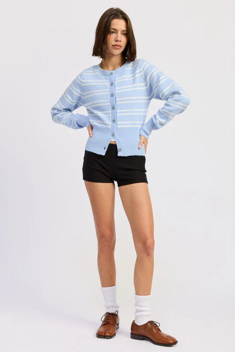 Button-Down Striped Cardigan