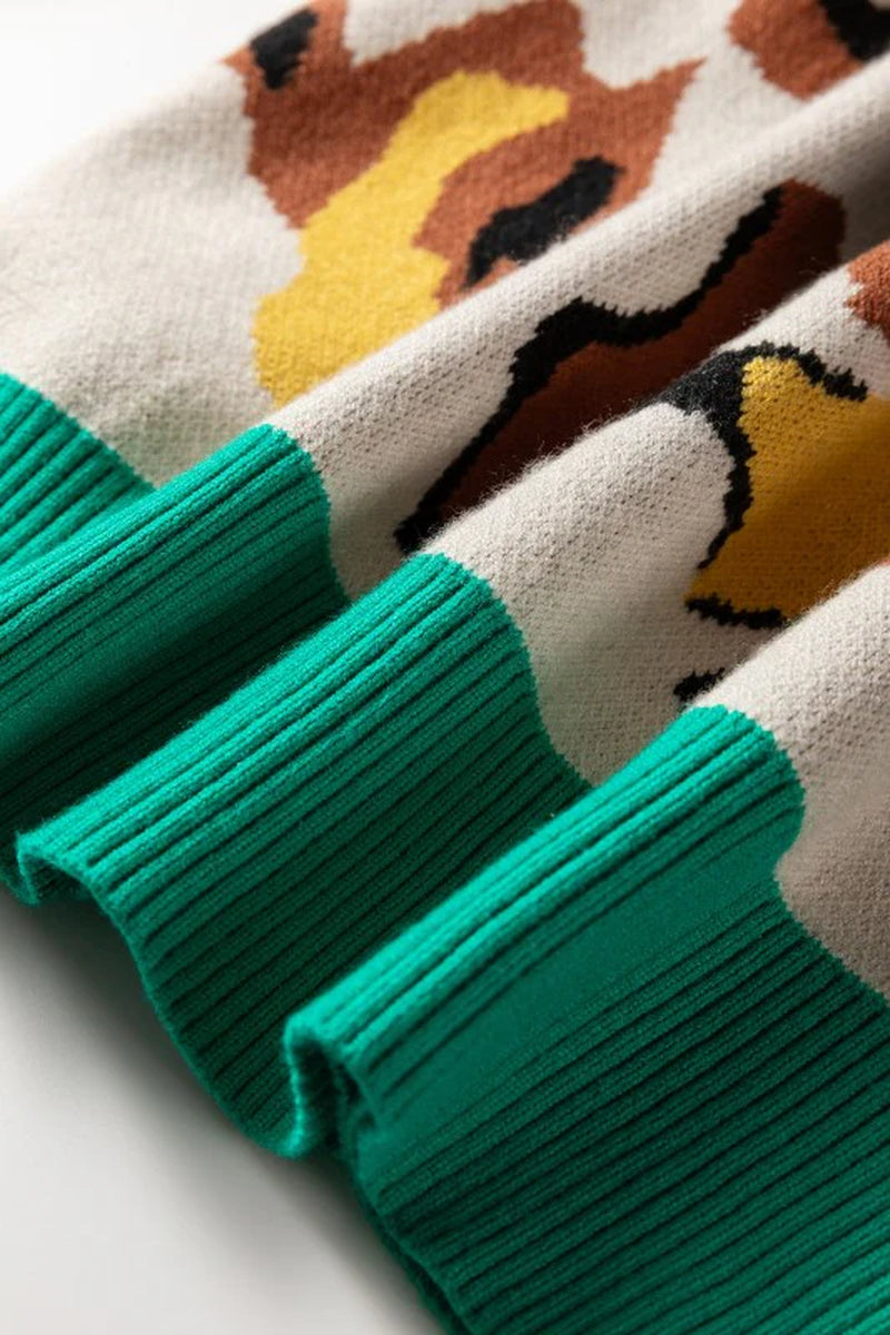 Colorblock Stripe Contrast Ribbed Knit Sweater