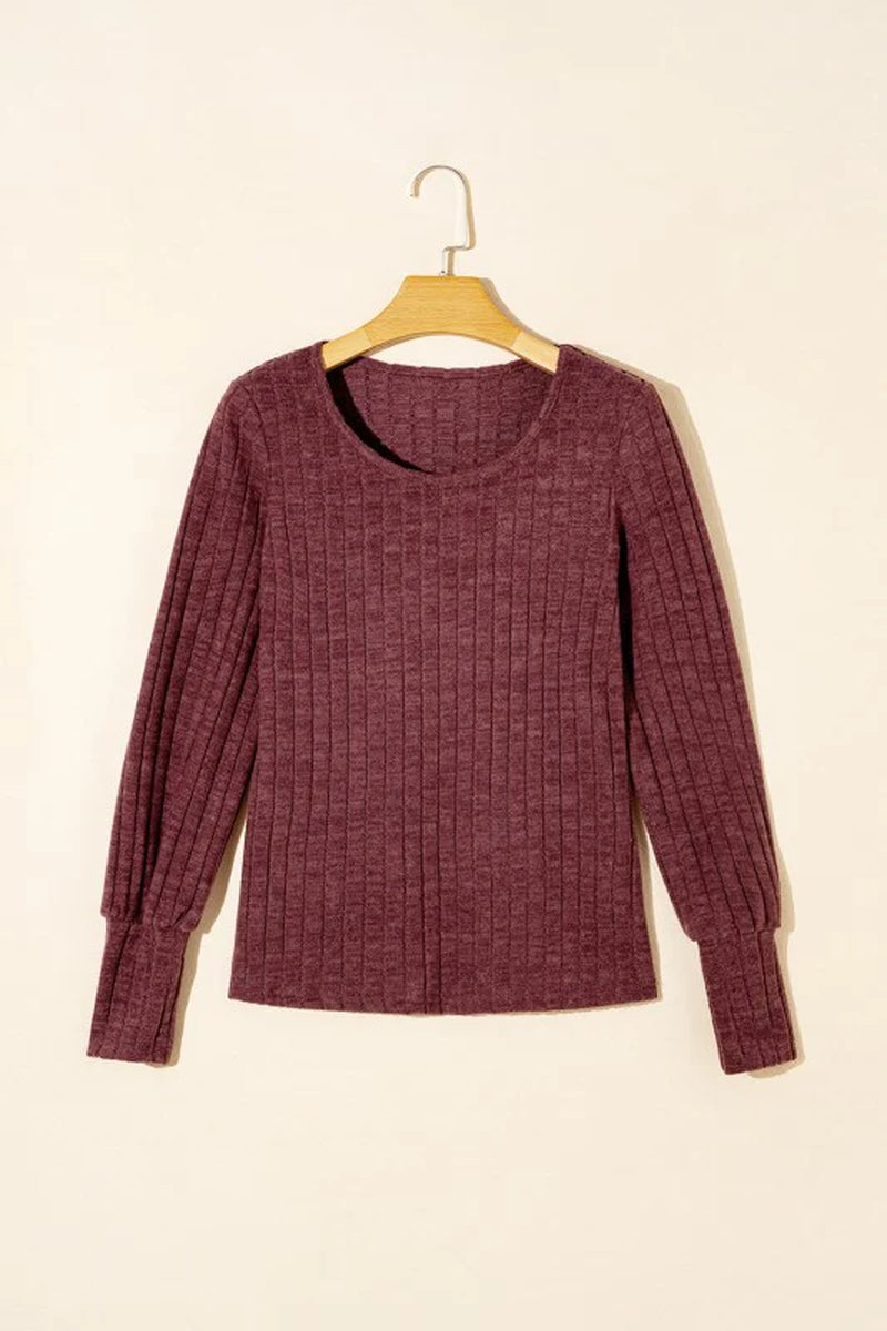 Ribbed Bishop Sleeve Top