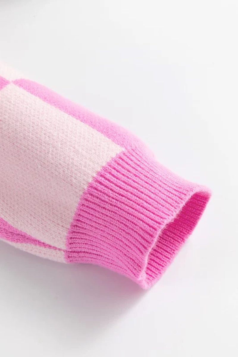 Checker Half-Button Sweater