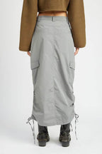 Ruched Midi Cargo Skirt
