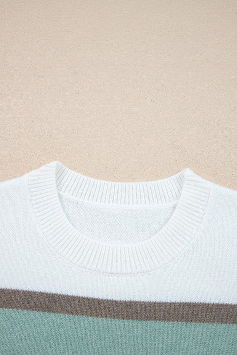 Stripe Colorblock Drop Shoulder Sweater
