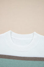 Stripe Colorblock Drop Shoulder Sweater