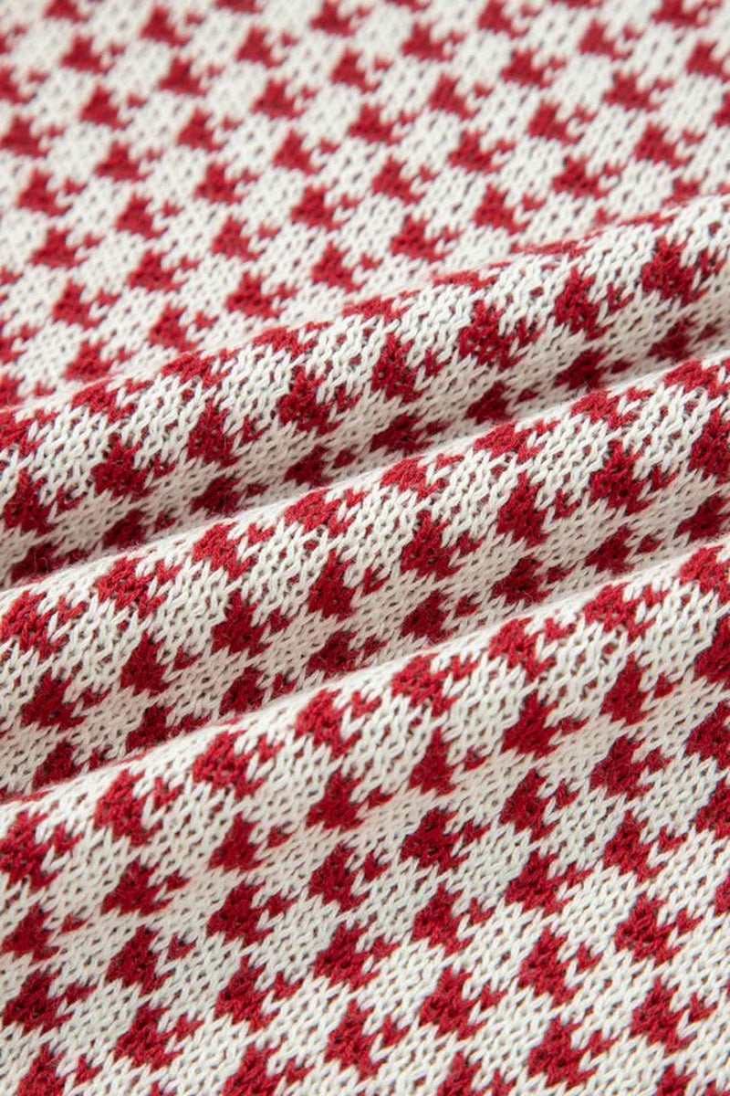 Dotted Colorblock Lantern Sleeve Sweater