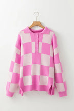 Checker Half-Button Sweater