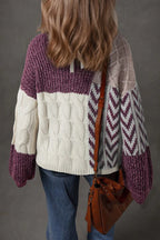 Colorblock Cable Knit Sweater
