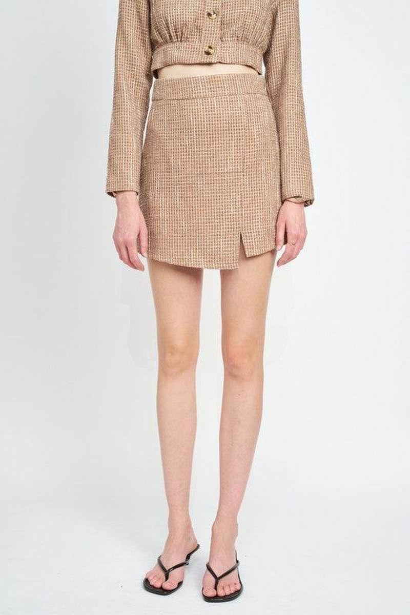 Asymmetrical Tweed Mini Skirt