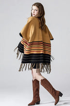 Fringed Stripe Ruana Cardigan