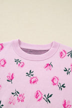 Floral Drop Shoulder Cropped Sweater