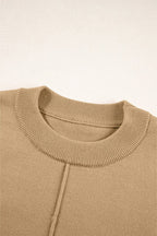 Solid Front Center Seam Drop Shoulder Sweater