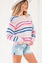Stripe Eyelet Sweater