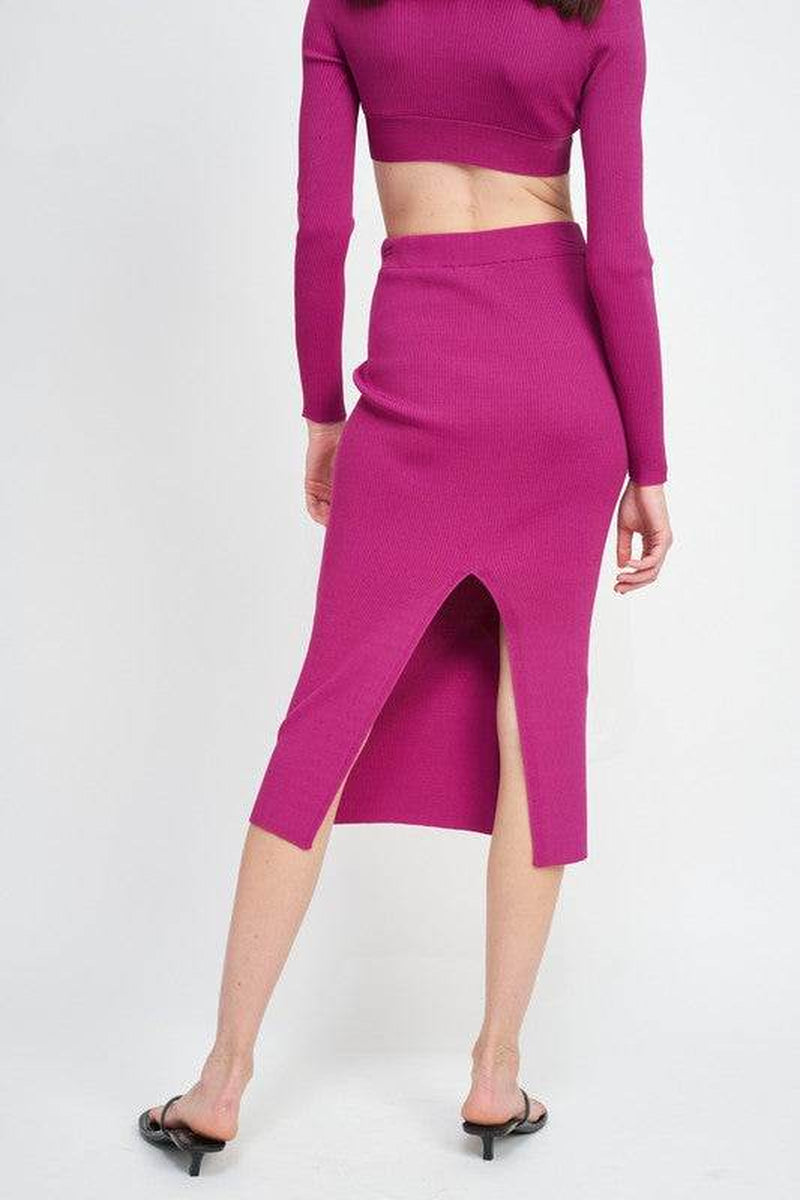 High-Waist Midi Pencil Skirt