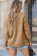 Solid Front Center Seam Drop Shoulder Sweater