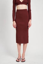 High-Waist Midi Pencil Skirt