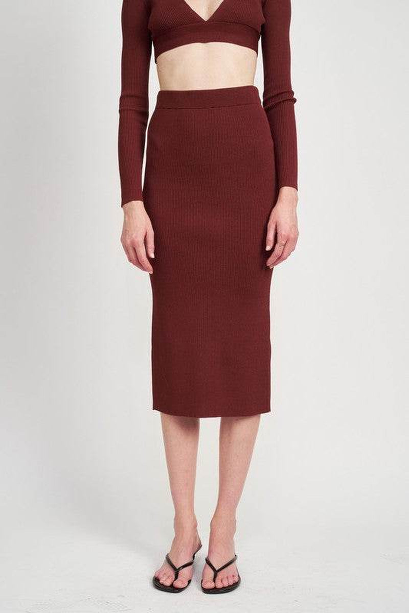 High-Waist Midi Pencil Skirt