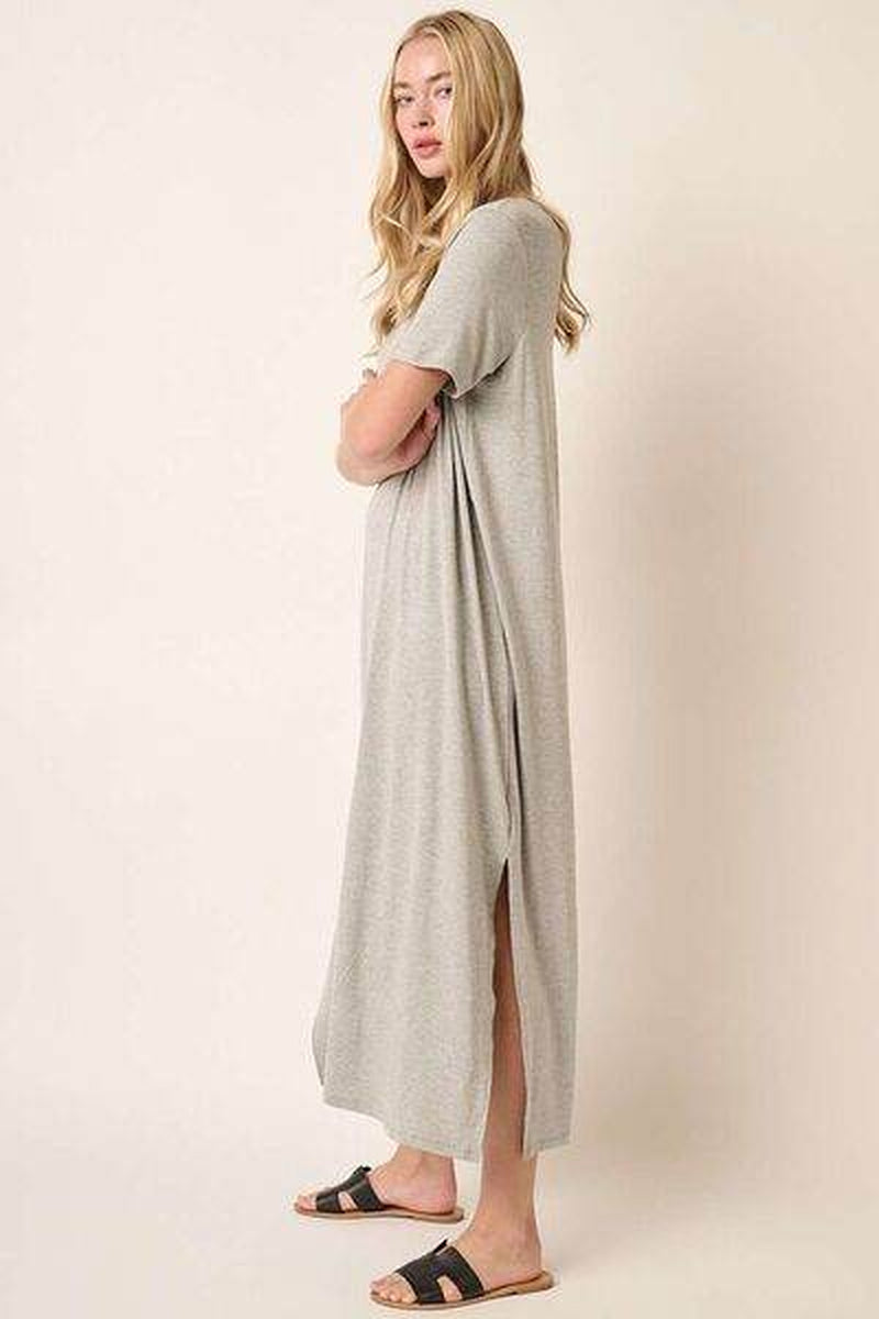 Mittoshop Side Slit round Neck Short Sleeve Dress