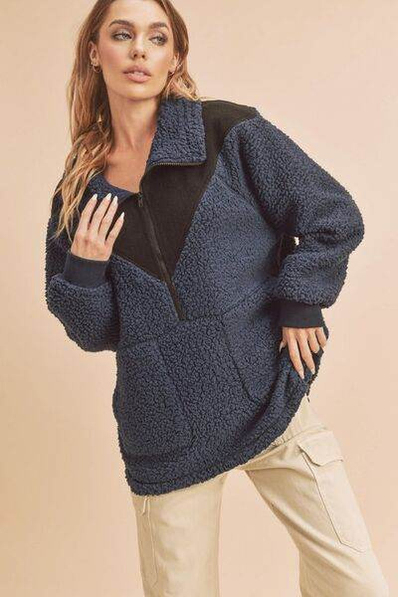 Two-Tone Half-Zip Sweatshirt