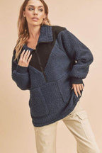 Two-Tone Half-Zip Sweatshirt