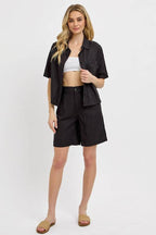 RISEN High Rise Pleated Front Shorts