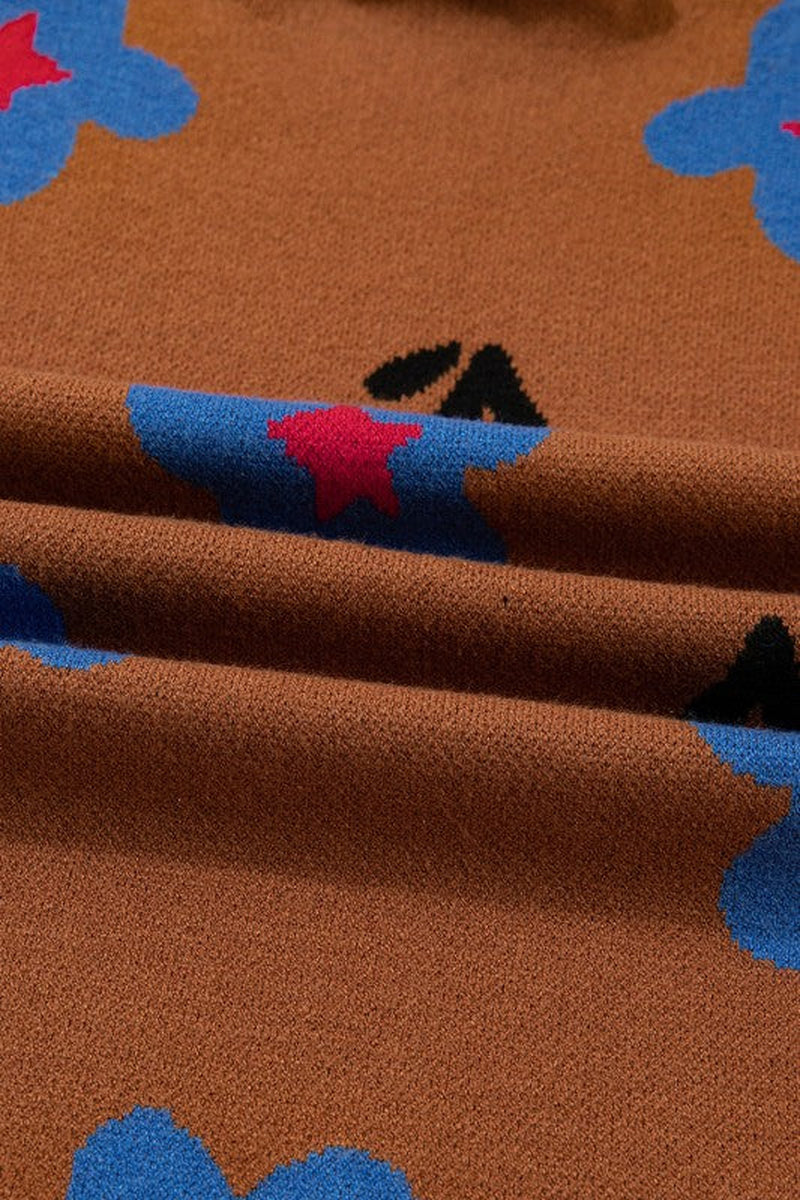 Floral High Neck Sweater Vest