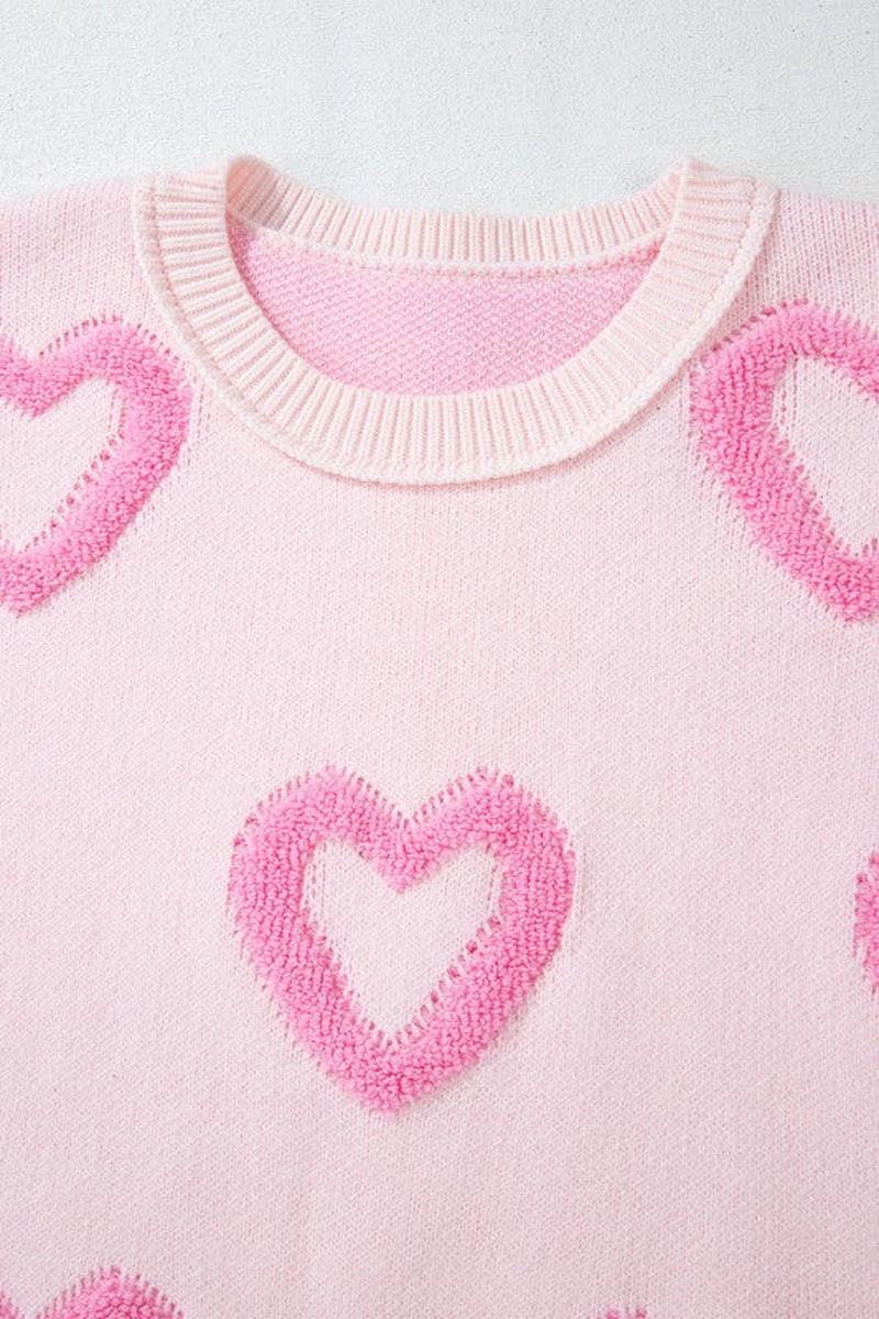 Valentine Heart Bubble Sleeve Baggy Sweater