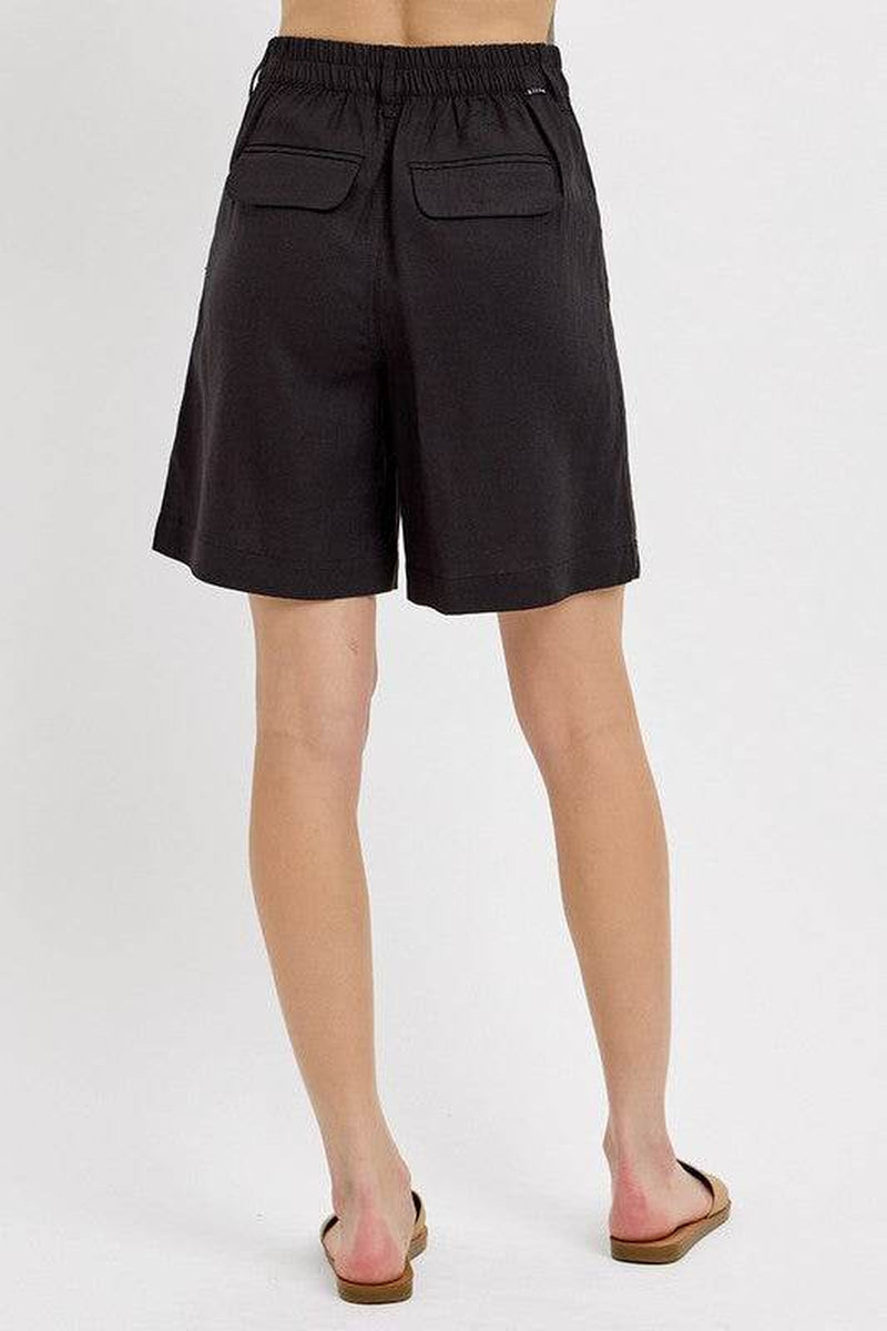 RISEN High Rise Pleated Front Shorts