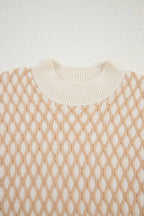 Rhombus Textured Knit Mock Neck Sweater