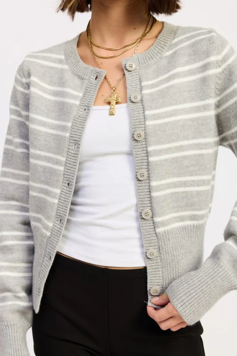 Button-Down Striped Cardigan