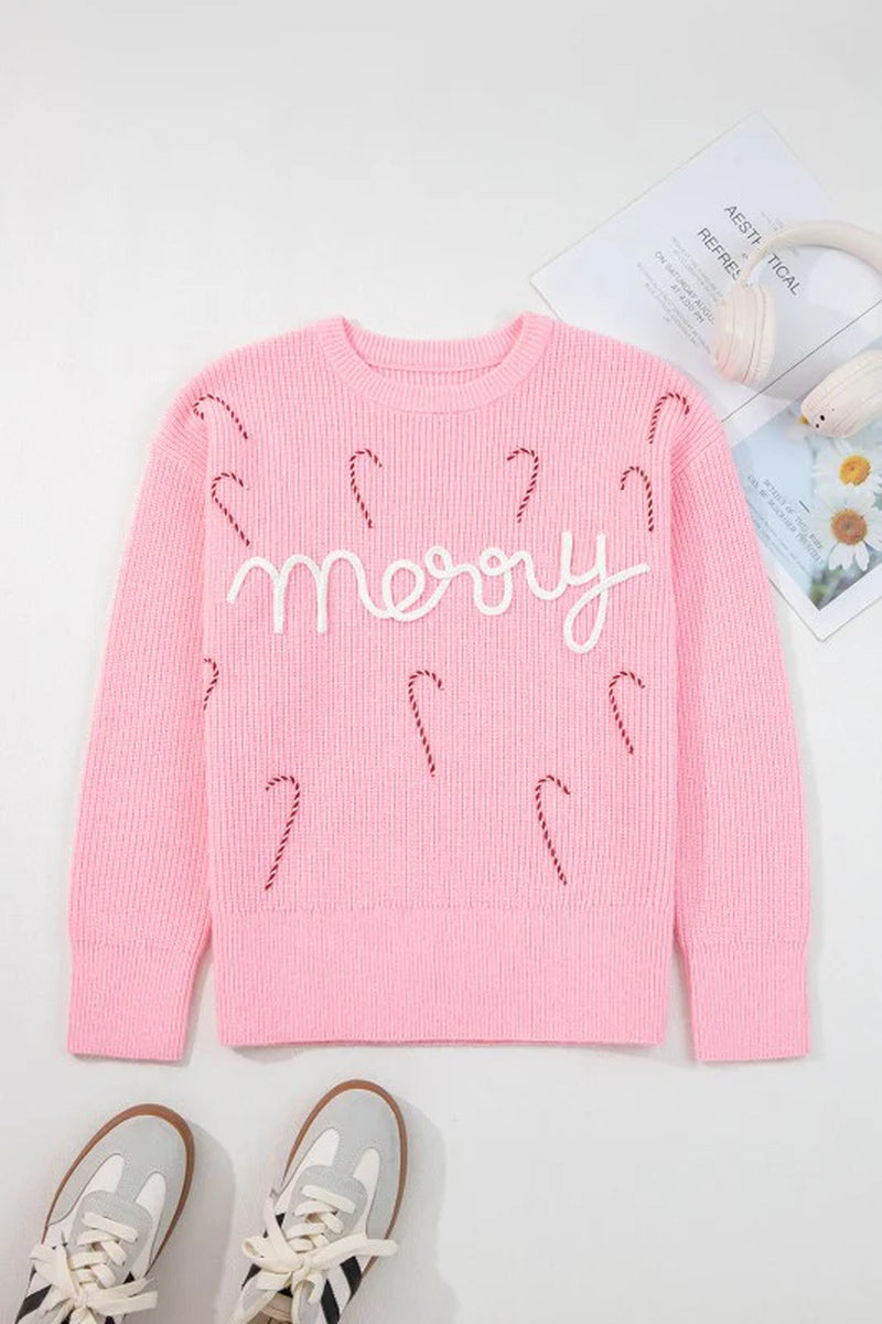 Candy Cane Embroidered Sweater